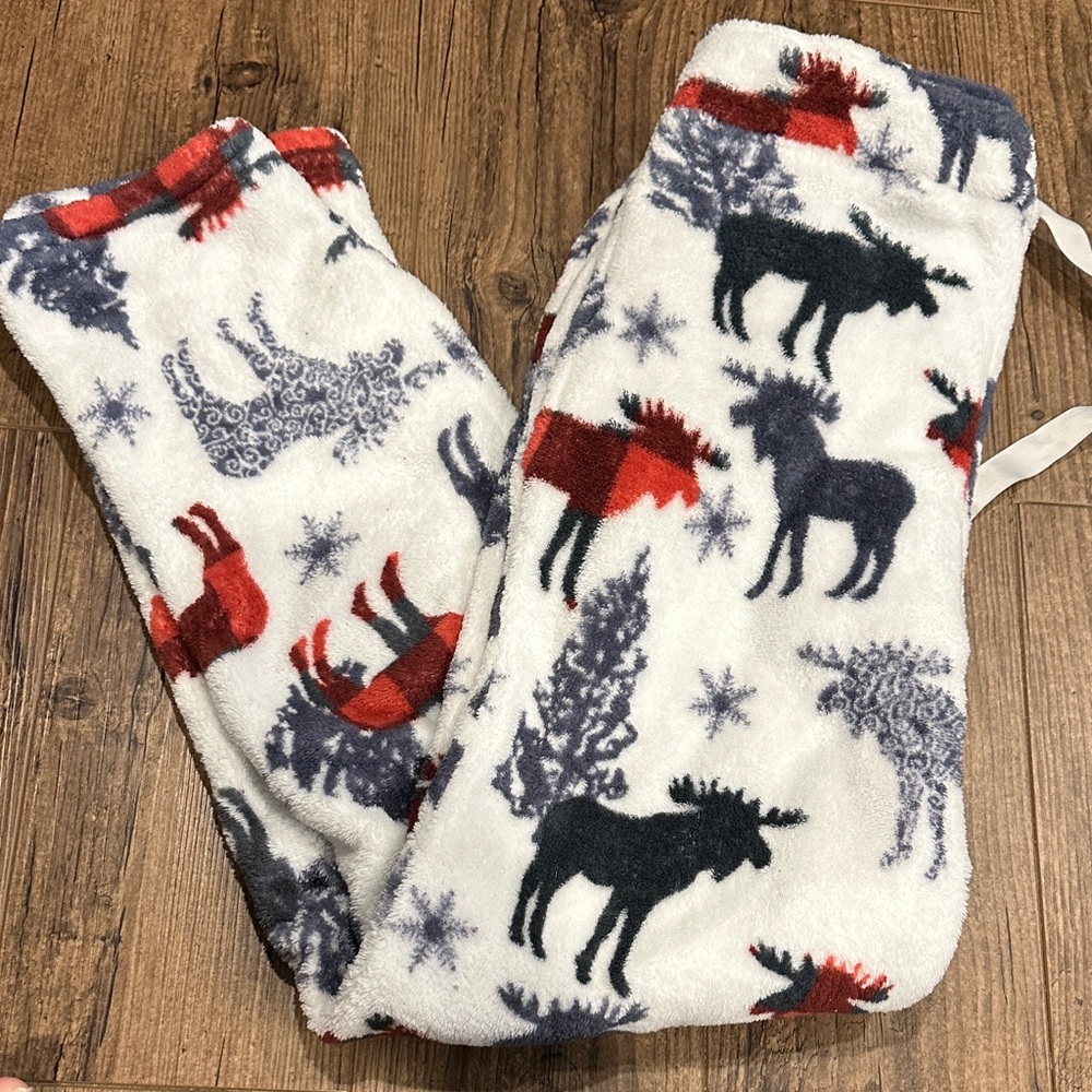 Cozy Moose Print Fleece Pajama Pants